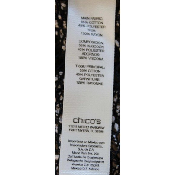 New NWT Chico's Collection 1 Medium Black Metallic Gold Fringed Hem Long Vest - Picture 7 of 7